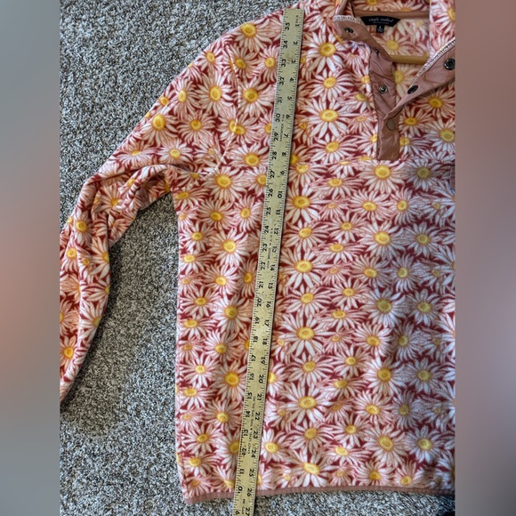 Simply Southern Peach Pink Daisy Floral Fleece Quarter Snap Pullover Size large - Picture 8 of 8